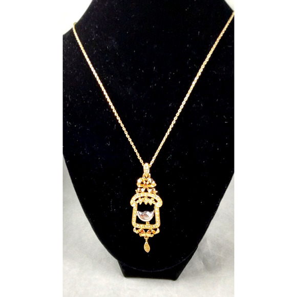 Signed Tatiana Faberge Imperial Collection Rhinestone Bird 18" Pendant Necklace - Picture 3 of 8